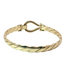 6.5" Pre-owned 9CT Stone Set Hook & Loop Bangle (21.49g)