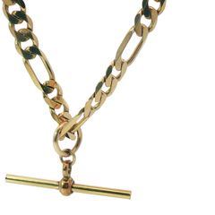 20" Pre-owned 9CT Figaro T-Bar Chain Necklace (28.83g)