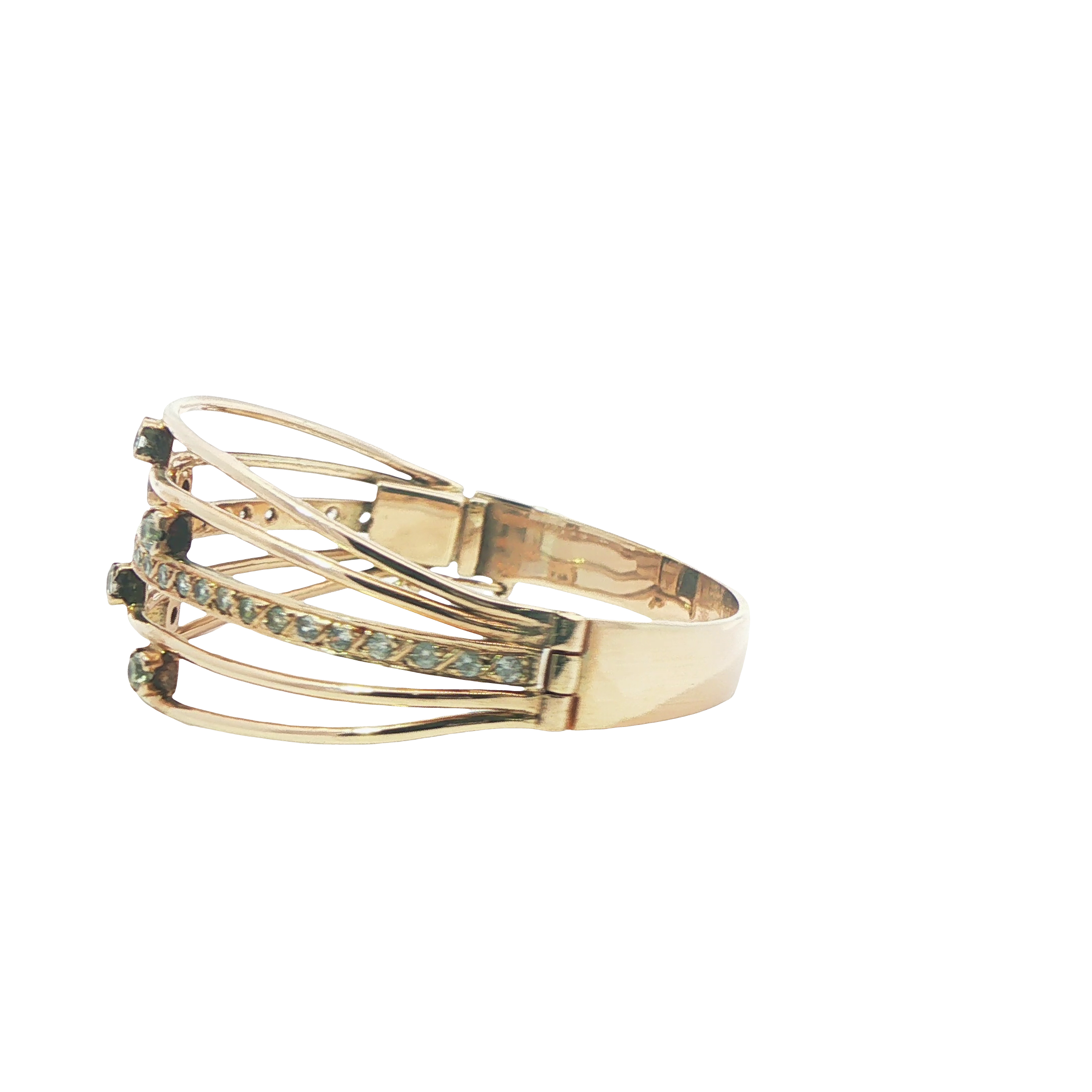 7" - Pre-owned - 9ct - Stone Set Bangle - ( 22.20g )