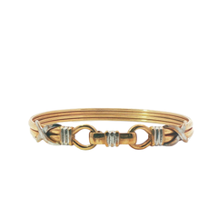 7" - Pre-Owned - 9ct - Double Hook Bangle With Cross Detailing ( 14.61g )