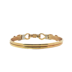 7" - Pre-Owned - 9ct - Double Hook Bangle With Cross Detailing ( 14.61g )