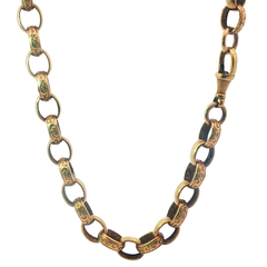 26" 9CT Plain & Patterned Oval Belcher Chain Necklace (59.47g)