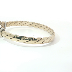 6.75" - Pre Owned - 9ct - Stone set Hook Bangle - ( 23.85g )