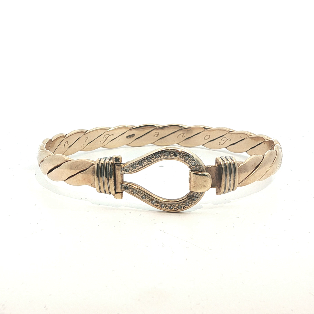 7.75' - Pre Owned - 9ct -Stone Set Hook And Loop - ( 36.50g )