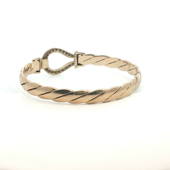 7.75' - Pre Owned - 9ct -Stone Set Hook And Loop - ( 36.50g )