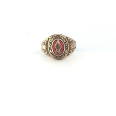 Size N.5 - PRE OWNED - 9CT - Red Stone College Ring - ( 5.74g )