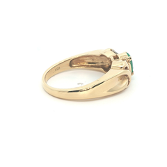 18k- Oval Emerald Cabochon- Baguette Diamonds