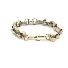 8'' - Pre Owned - 9ct - Stone Set Gypsy Link Bracelet - ( 26.02g )