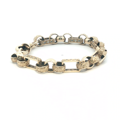 8'' - Pre Owned - 9ct - Stone Set Gypsy Link Bracelet - ( 26.02g )