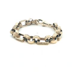 8'' - Pre Owned - 9ct - Stone Set Gypsy Link Bracelet - ( 26.02g )