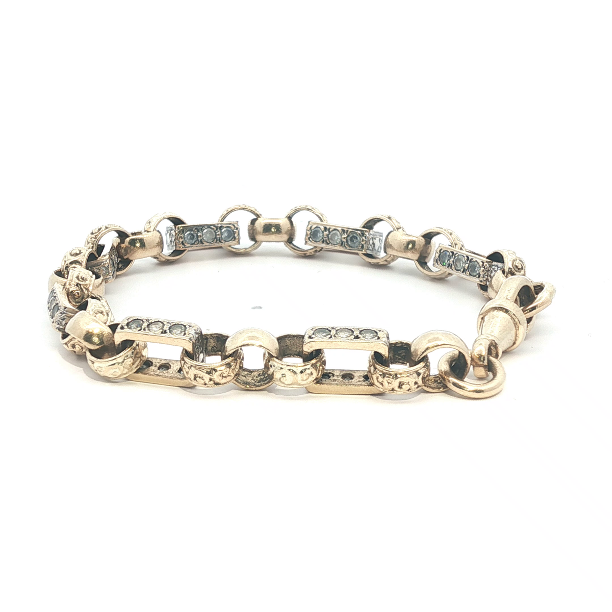 8'' - Pre Owned - 9ct - Stone Set Gypsy Link Bracelet - ( 23.26g )