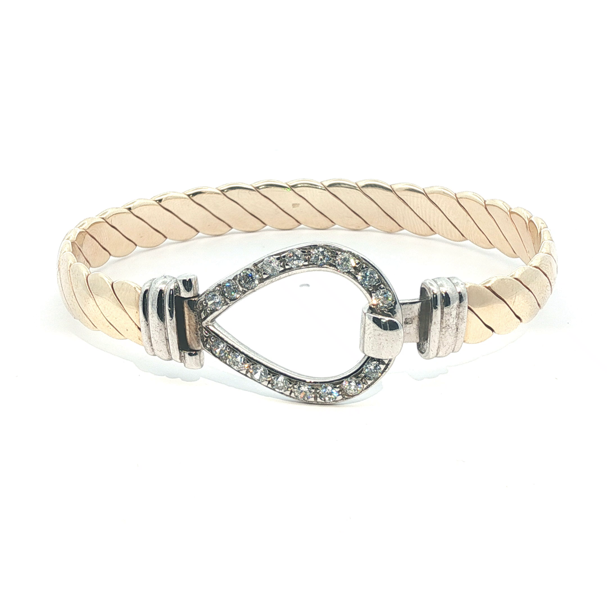 7'' - New - 9ct - Stone Set Hook Bangle - ( 36.79g )