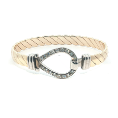 7'' - New - 9ct - Stone Set Hook Bangle - ( 36.79g )