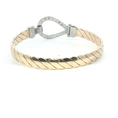 7'' - New - 9ct - Stone Set Hook Bangle - ( 36.79g )