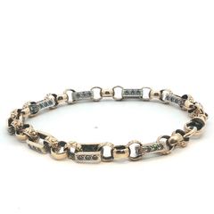 9'' - Pre Owned - 9ct Stone Set Gypsy Link Bracelet - ( 26.23g )
