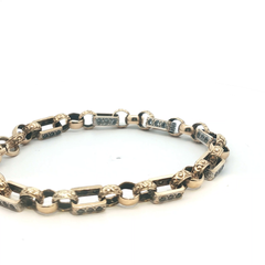9'' - Pre Owned - 9ct Stone Set Gypsy Link Bracelet - ( 26.23g )