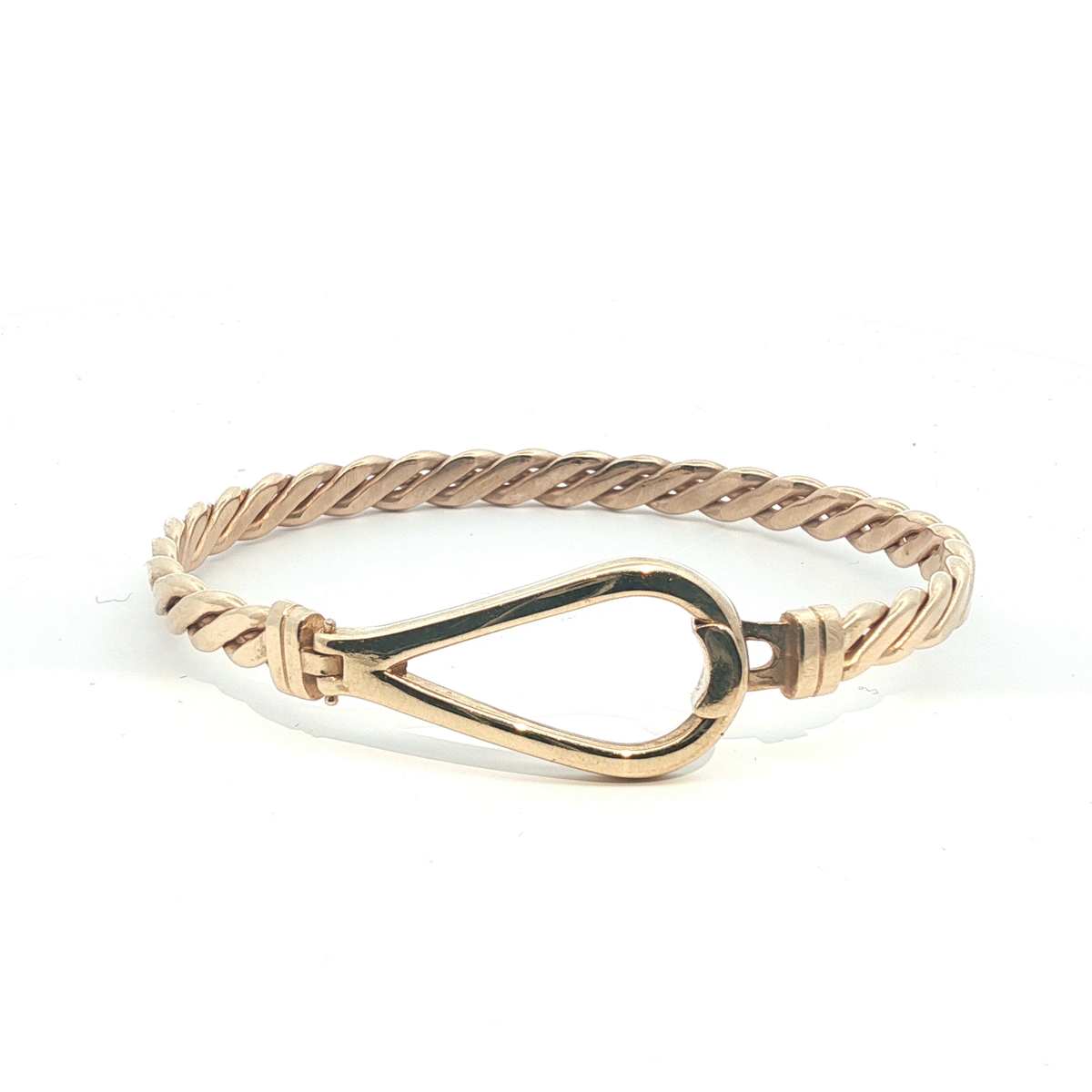 7'' - Pre Owned - 9ct - Twisted Hook Bangle - ( 19.78g )