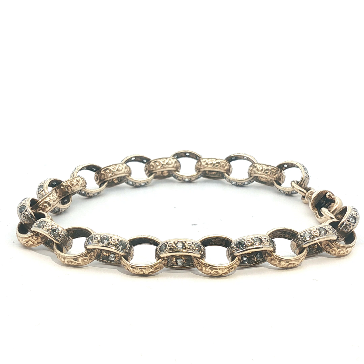 9.5'' - Pre Owned - 9ct - Stone Set Belcher Bracelet - ( 32.65g )