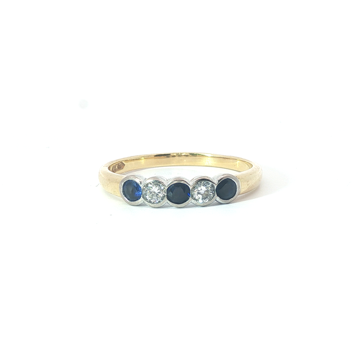 18k diamond & sapphire five stone ring