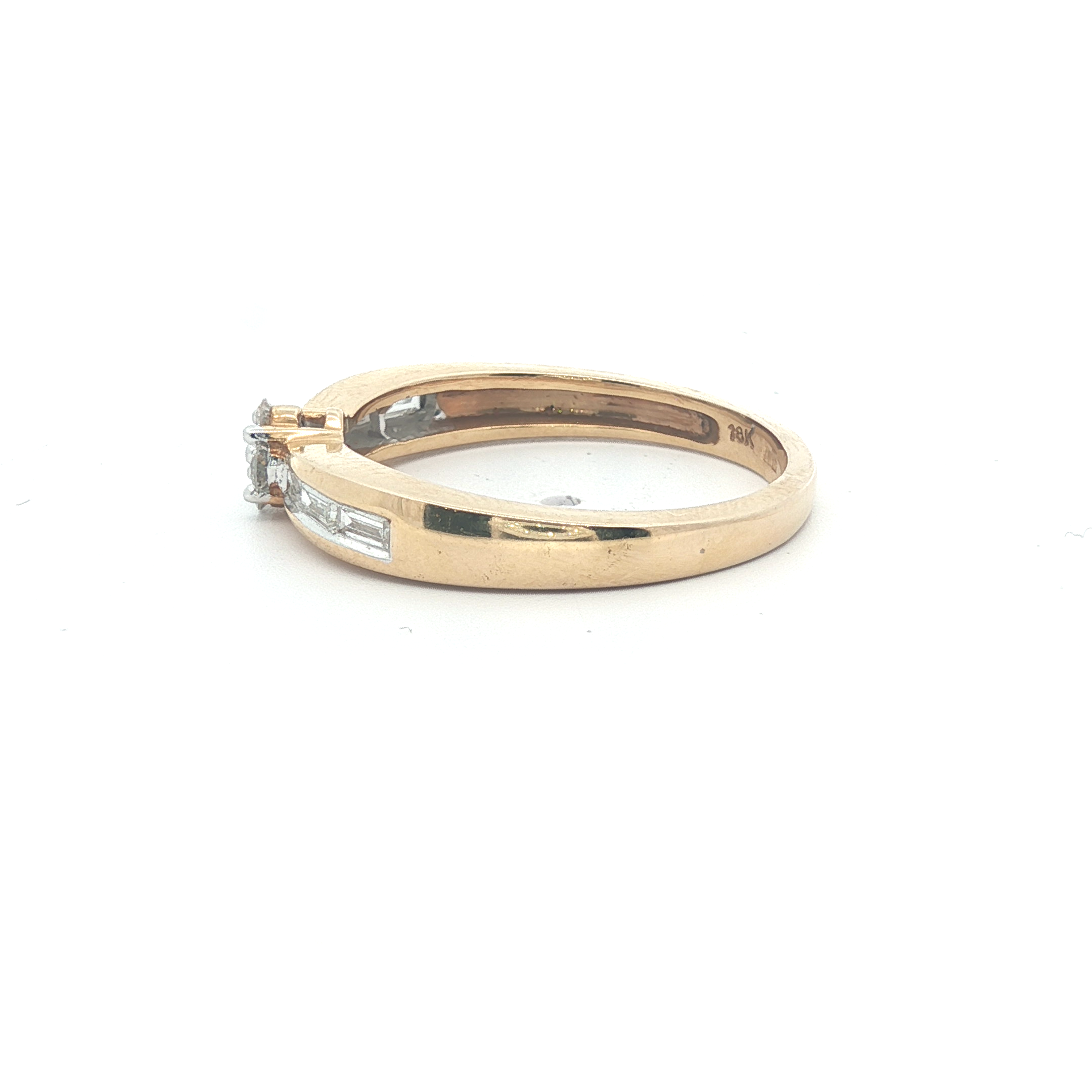 Diamond Cluster Ring with Baguette Shoulders – 18ct Yellow Gold - Goldbank Jewellers