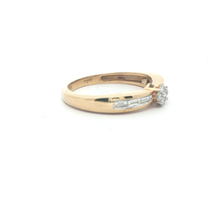 Diamond Cluster Ring with Baguette Shoulders – 18ct Yellow Gold - Goldbank Jewellers