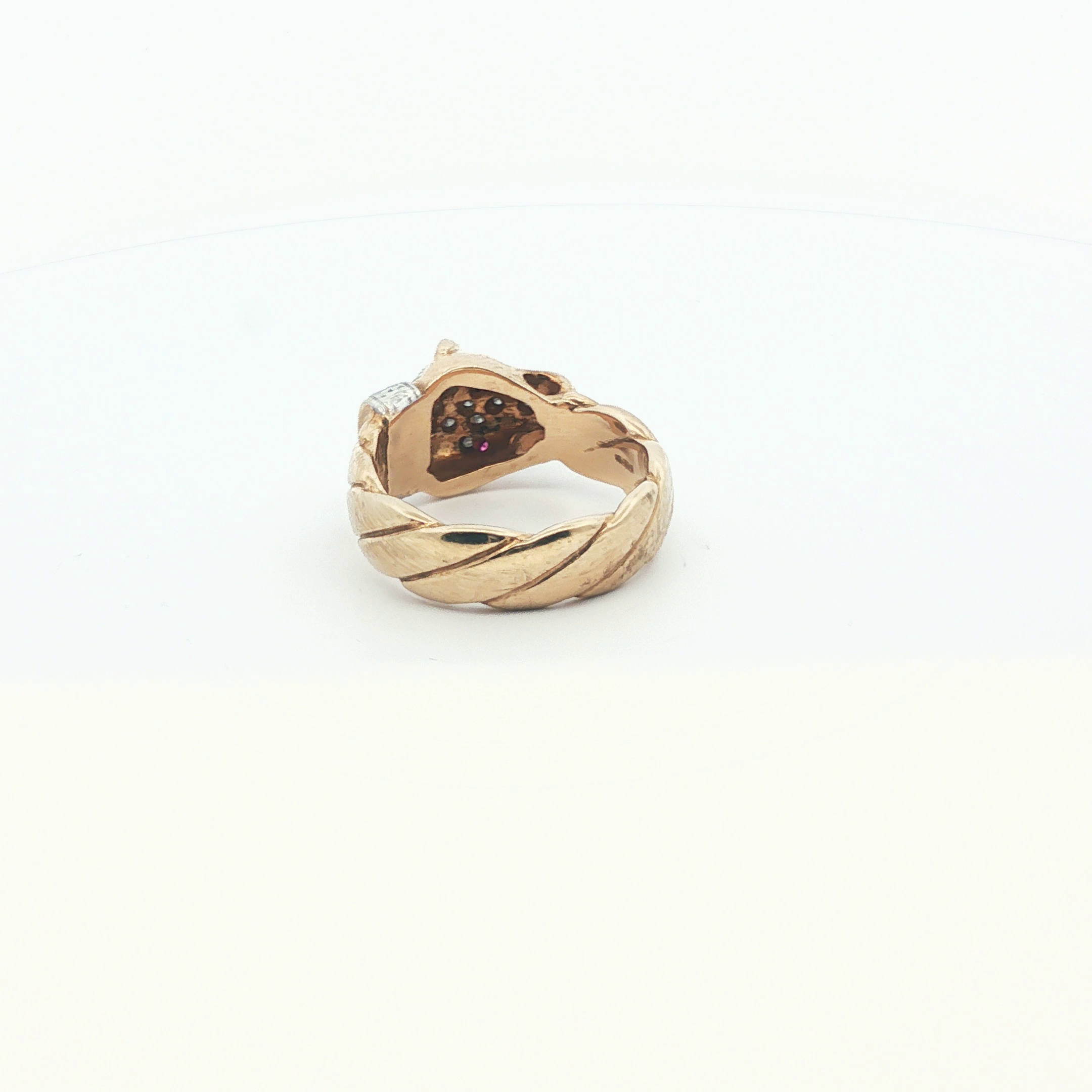 Size Y - Pre Owned - 9ct - Stone Set Leopard Head Ring - ( 14.02g ) - Goldbank Jewellers