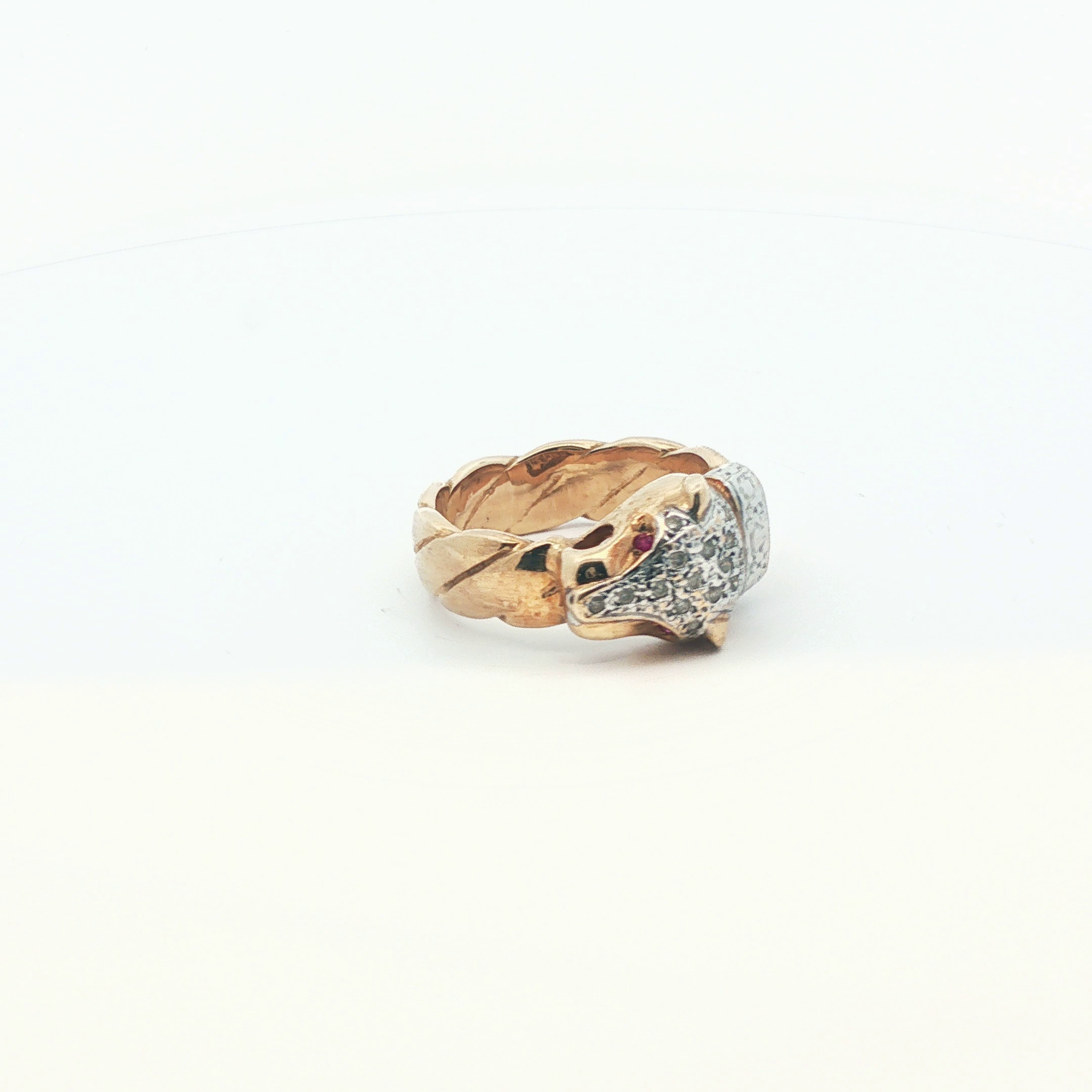 Size Y - Pre Owned - 9ct - Stone Set Leopard Head Ring - ( 14.02g ) - Goldbank Jewellers