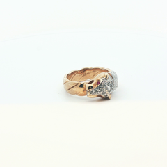 Size Y - Pre Owned - 9ct - Stone Set Leopard Head Ring - ( 14.02g ) - Goldbank Jewellers