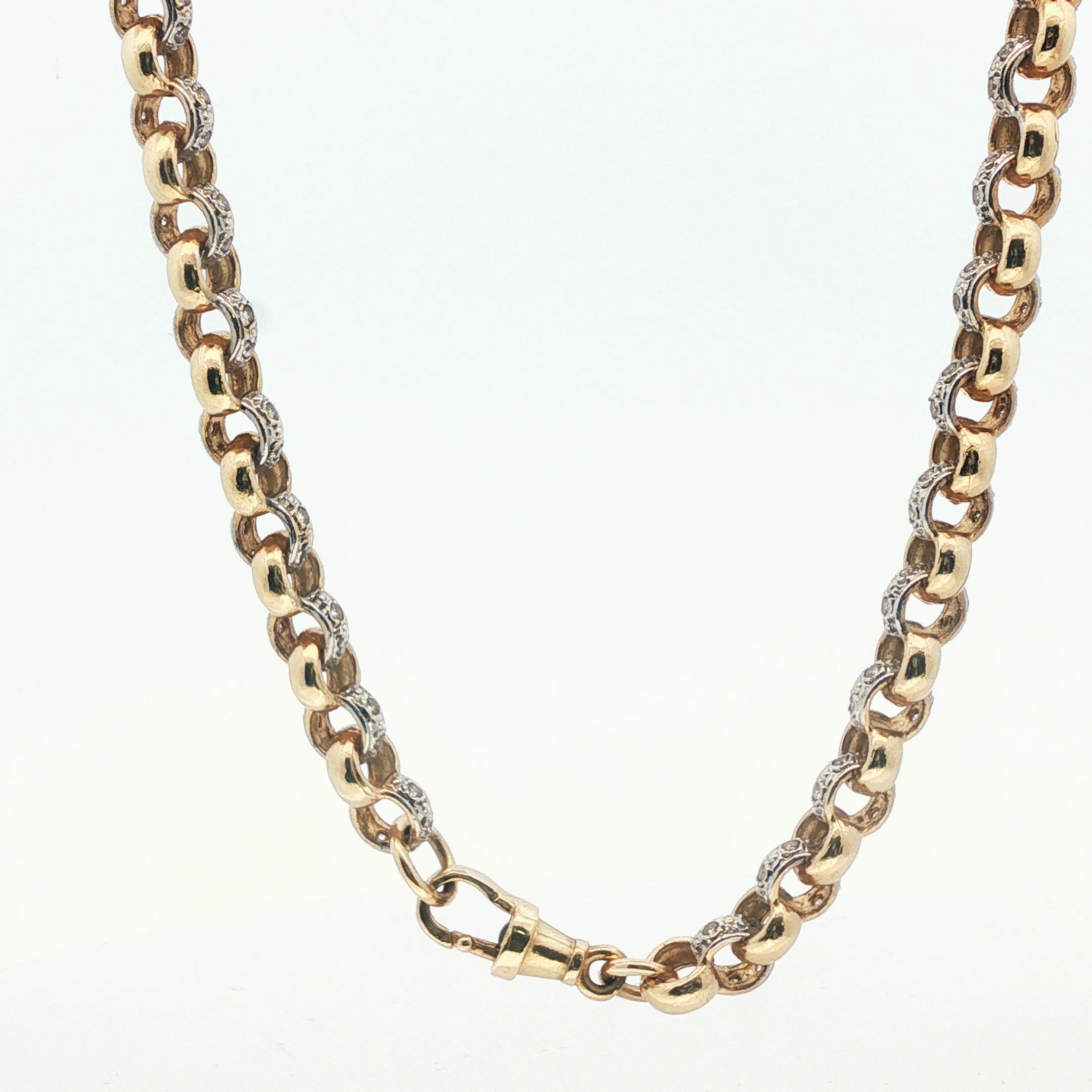 25" - Pre Owned - 9ct - Stone Set Belcher Chain - ( 66.94g ) - Goldbank Jewellers