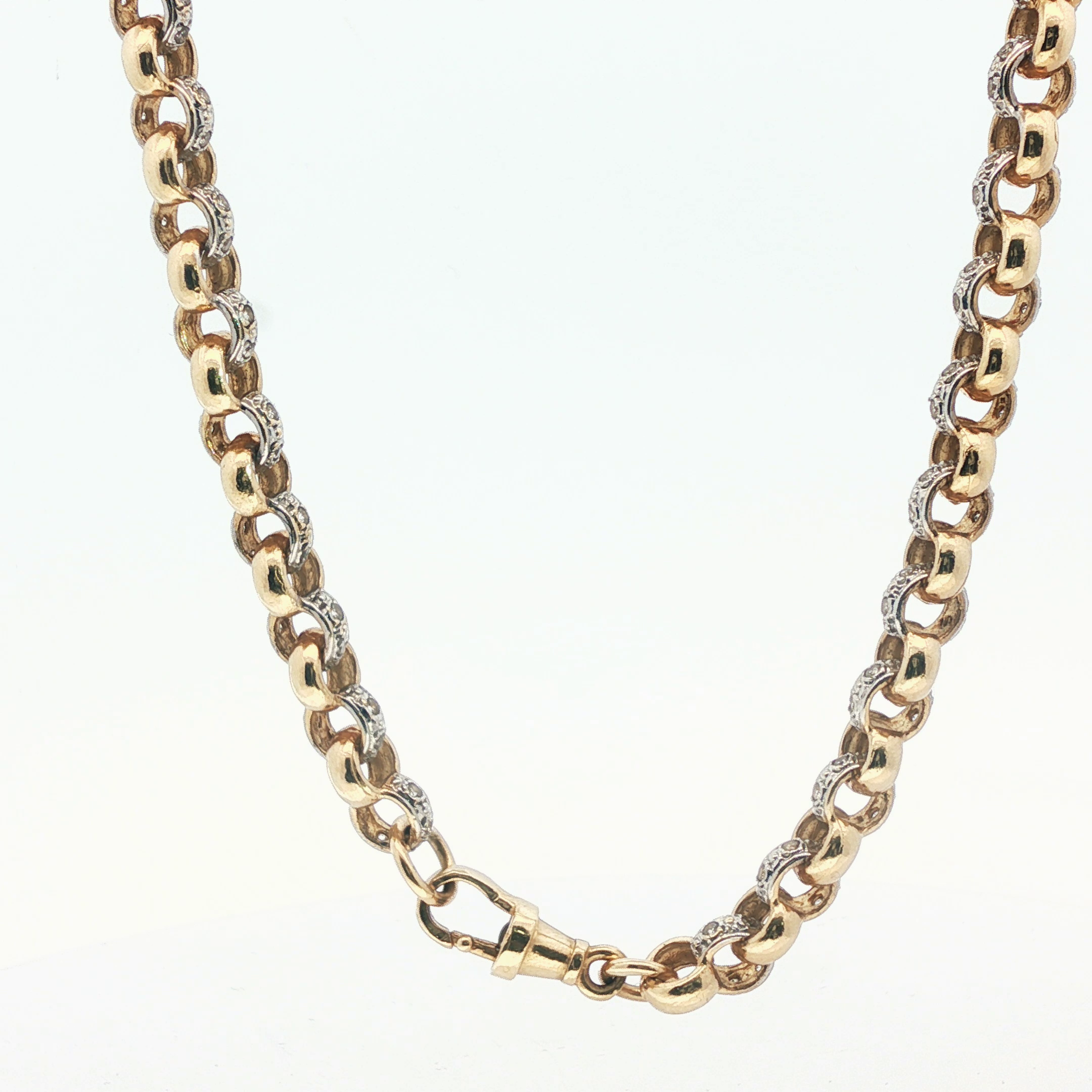 25" - Pre Owned - 9ct - Stone Set Belcher Chain - ( 66.94g ) - Goldbank Jewellers