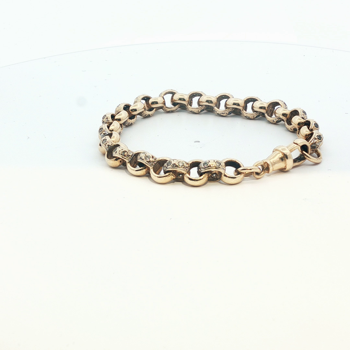 6.5" - Pre Owned - 9ct - Stone Set Belcher Bracelet - ( 15.30g ) - Goldbank Jewellers