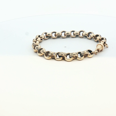 6.5" - Pre Owned - 9ct - Stone Set Belcher Bracelet - ( 15.30g ) - Goldbank Jewellers