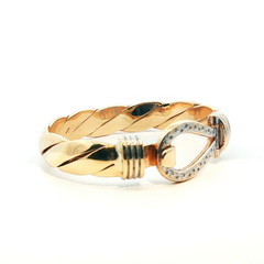 7" - Pre Owned - 9ct - Stone Set Hook Bangle - ( 81.76g )