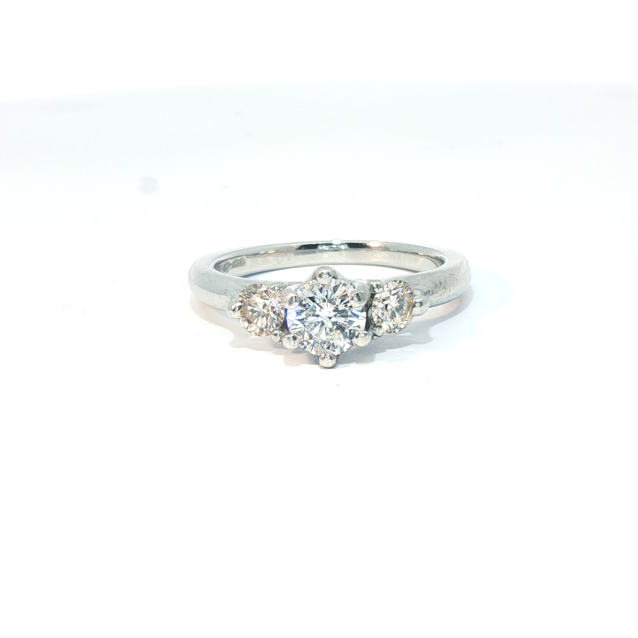 18K White gold trilogy ring 0.45ct centre (0.85tcw) - Goldbank Jewellers