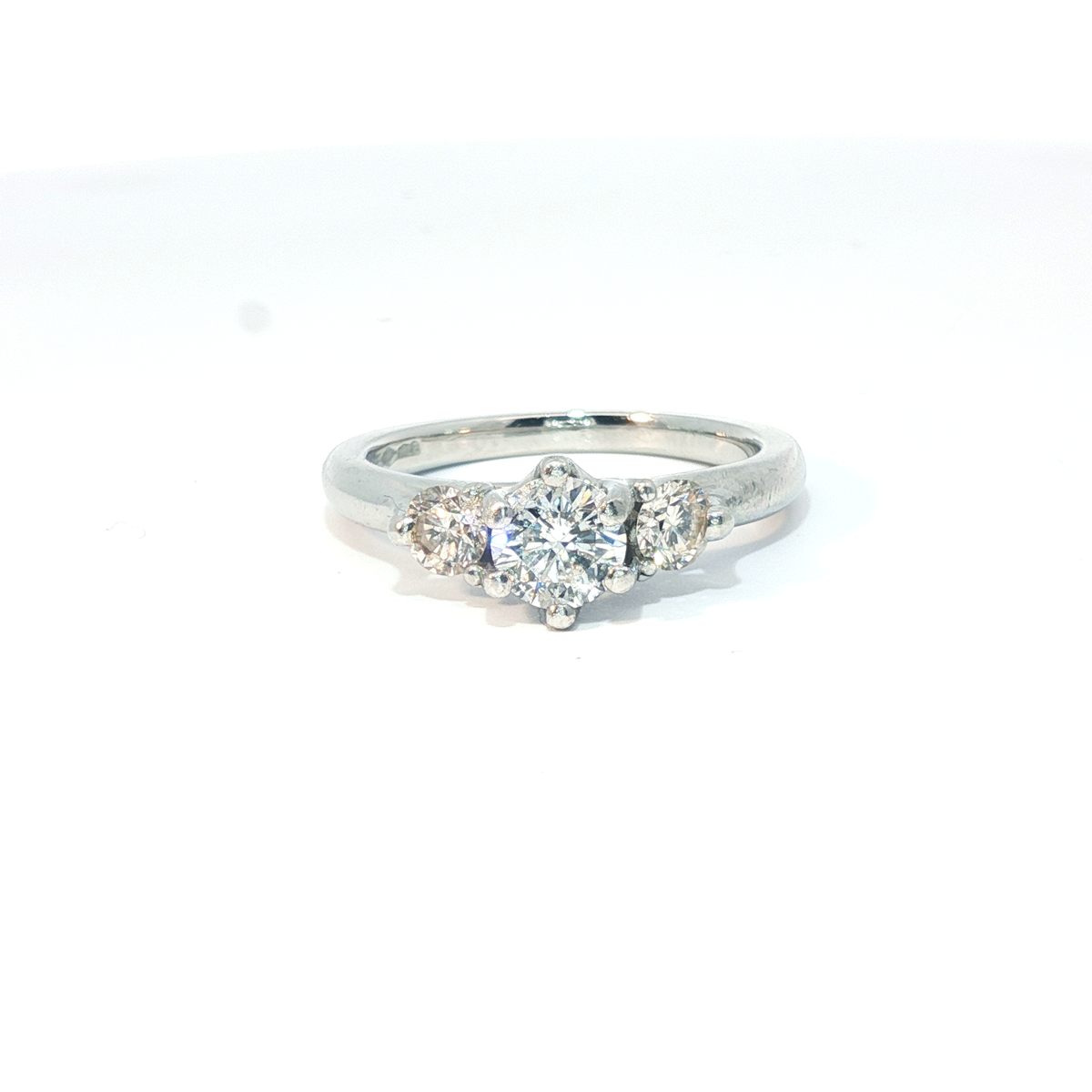 18K White gold trilogy ring 0.45ct centre (0.85tcw) - Goldbank Jewellers