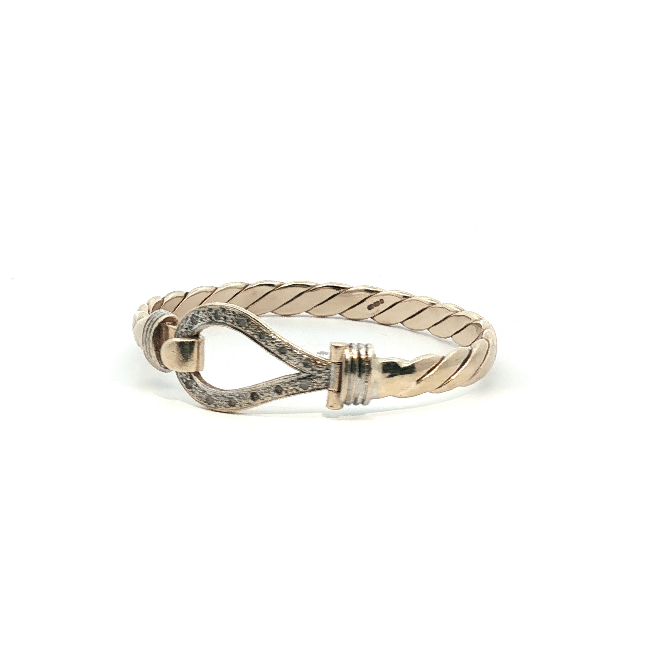 4.5" - Pre Owned - 9ct - Stone Set Hook Bangle - ( 11.89g ) - Goldbank Jewellers