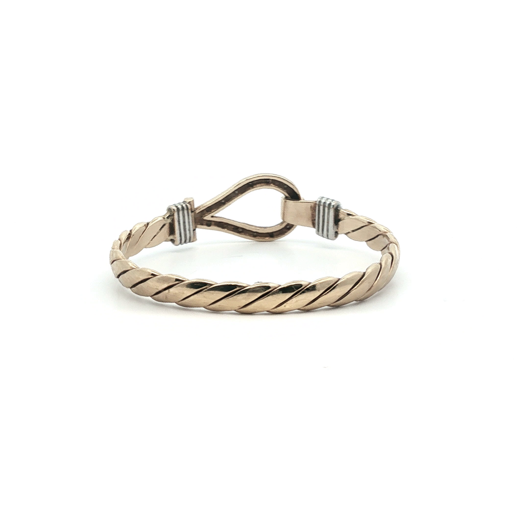 4.5" - Pre Owned - 9ct - Stone Set Hook Bangle - ( 11.89g ) - Goldbank Jewellers