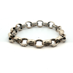 8.25" - Pre Owned - 9ct - Stone Set Belcher Bracelet - ( 27.86g ) - Goldbank Jewellers