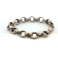 8.25" - Pre Owned - 9ct - Stone Set Belcher Bracelet - ( 27.86g ) - Goldbank Jewellers