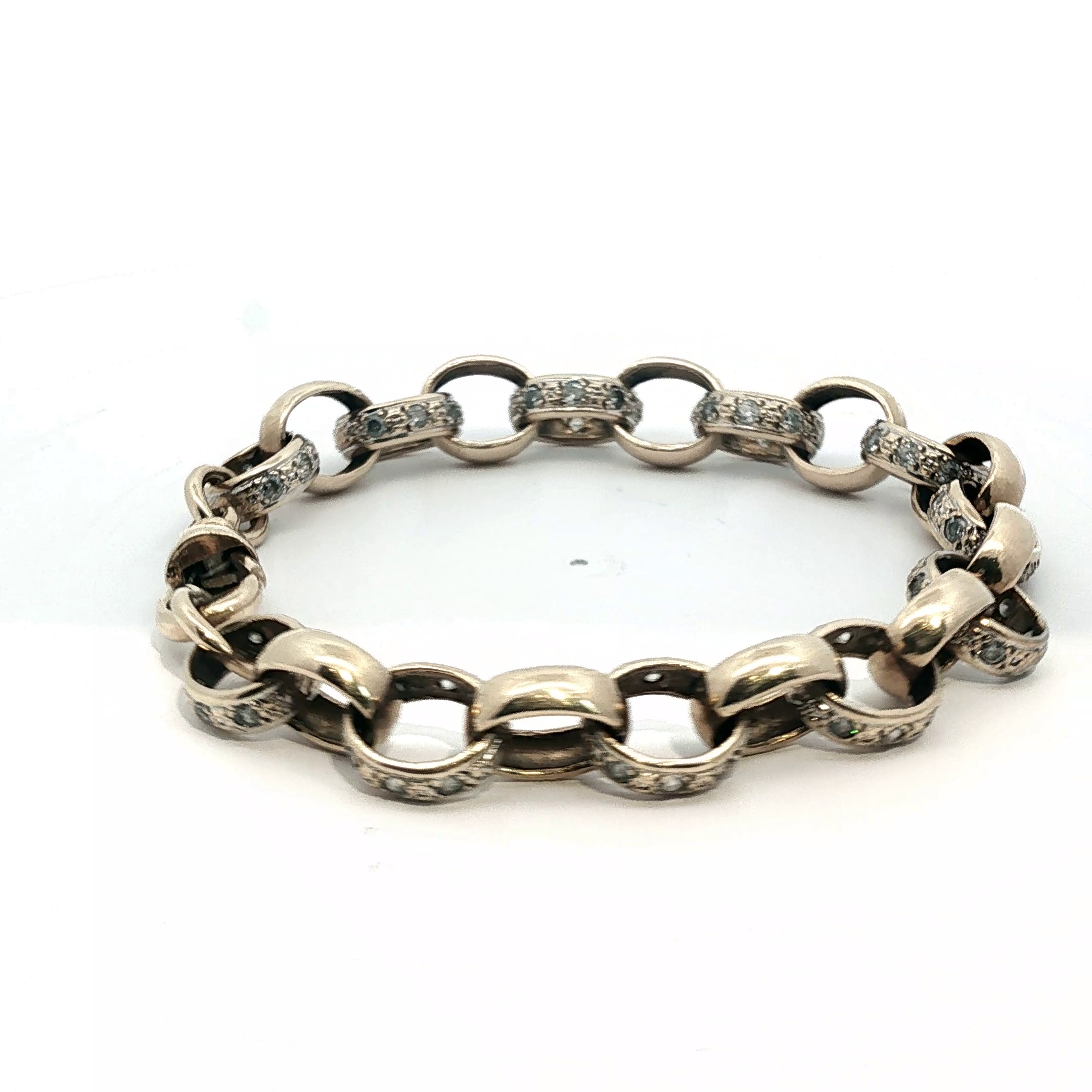 8.25" - Pre Owned - 9ct - Stone Set Belcher Bracelet - ( 27.86g ) - Goldbank Jewellers