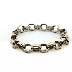 8.25" - Pre Owned - 9ct - Stone Set Belcher Bracelet - ( 27.86g ) - Goldbank Jewellers