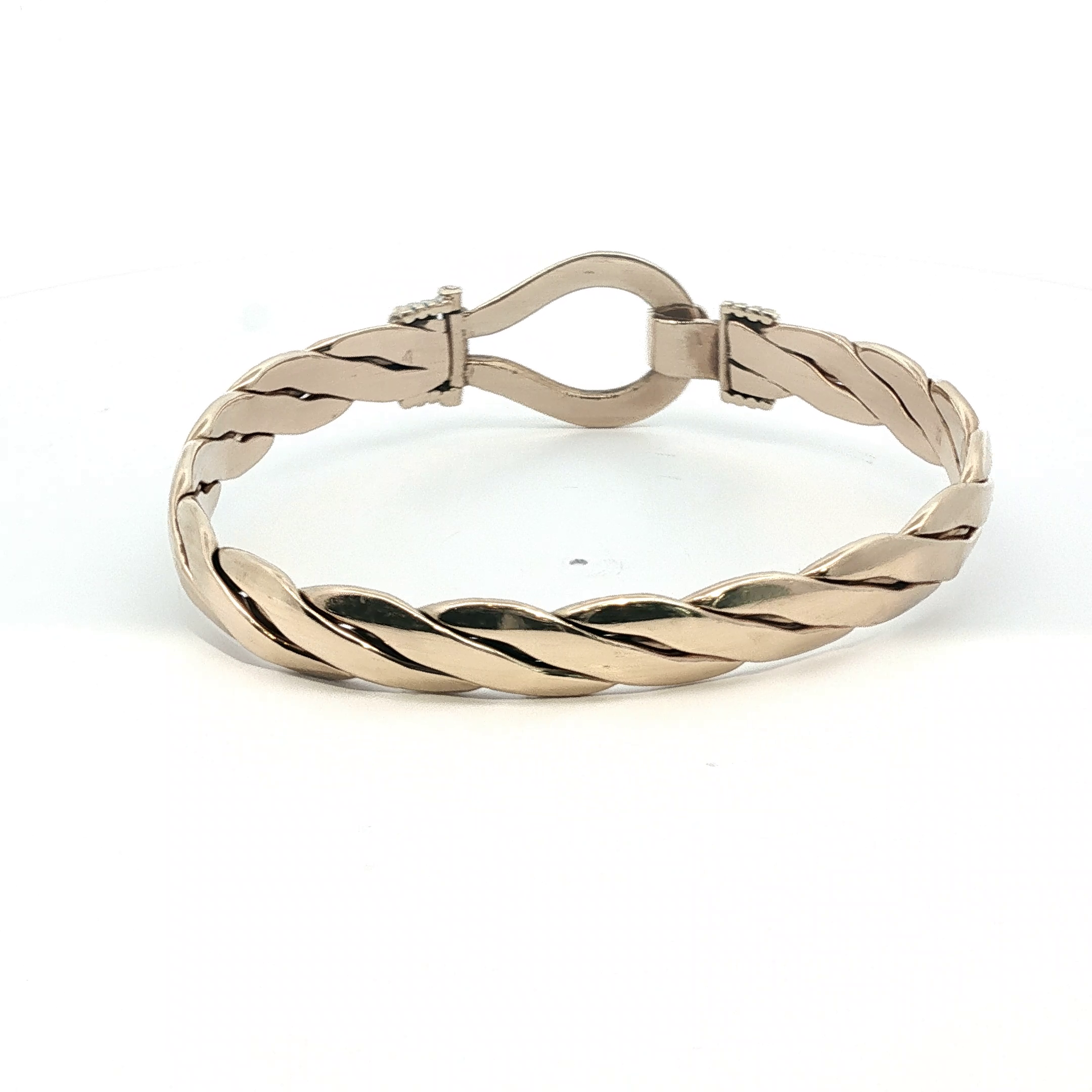 7.25" - Pre Owned - 9ct - Stone Set Hook Bangle - ( 35.97g ) - Goldbank Jewellers