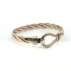 7.25" - Pre Owned - 9ct - Stone Set Hook Bangle - ( 35.97g ) - Goldbank Jewellers