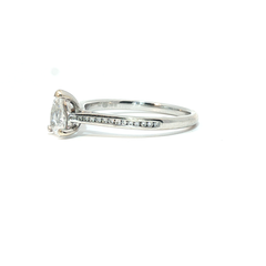 18K - 0.45ct Pear cut diamond- diamond channel set shoulders - Goldbank Jewellers