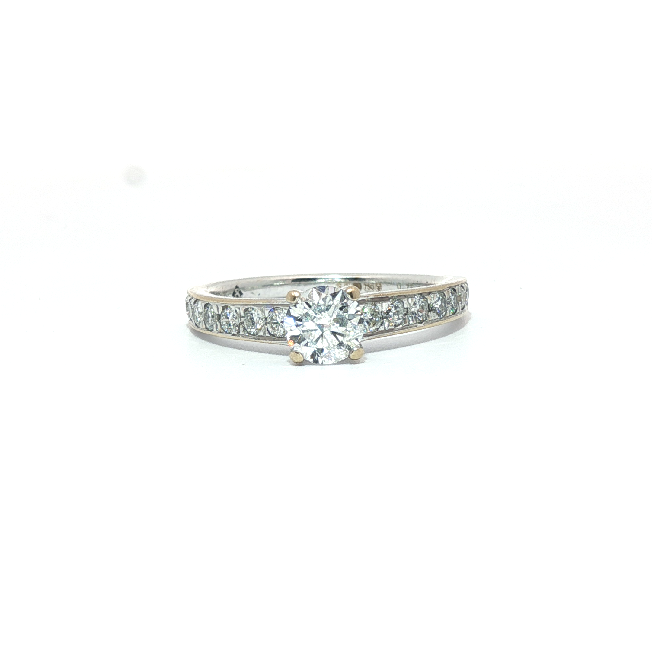 18ct - 0.44ct centre stone- Diamond shoulders channel set 0.31ct- 0.75tcw - Goldbank Jewellers