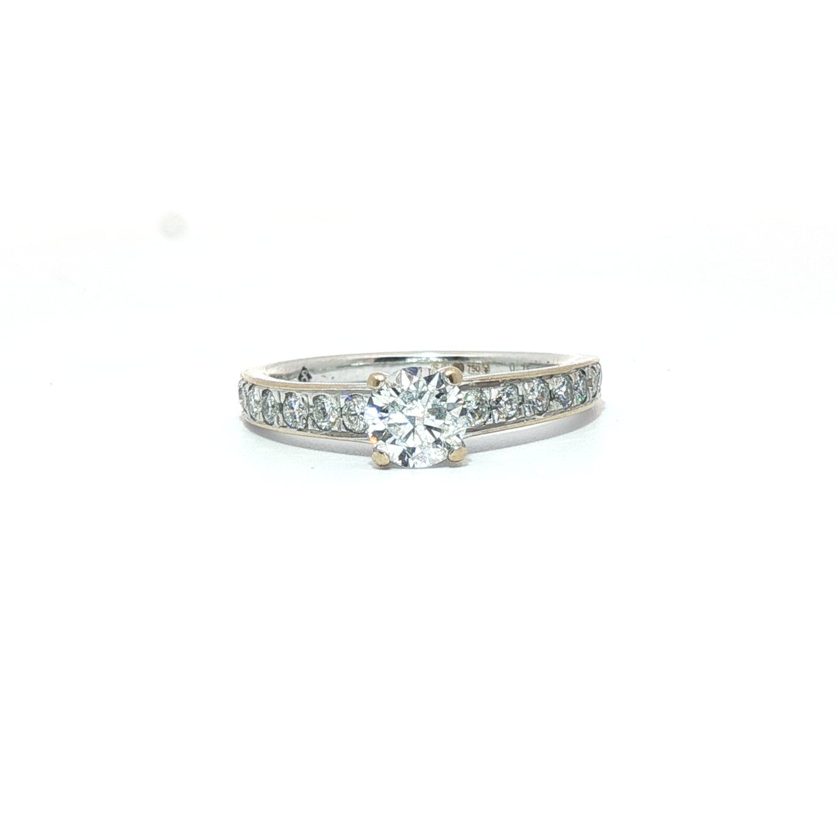 18ct - 0.44ct centre stone- Diamond shoulders channel set 0.31ct- 0.75tcw - Goldbank Jewellers
