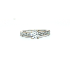 18ct - 0.44ct centre stone- Diamond shoulders channel set 0.31ct- 0.75tcw - Goldbank Jewellers