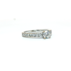 18ct - 0.44ct centre stone- Diamond shoulders channel set 0.31ct- 0.75tcw - Goldbank Jewellers