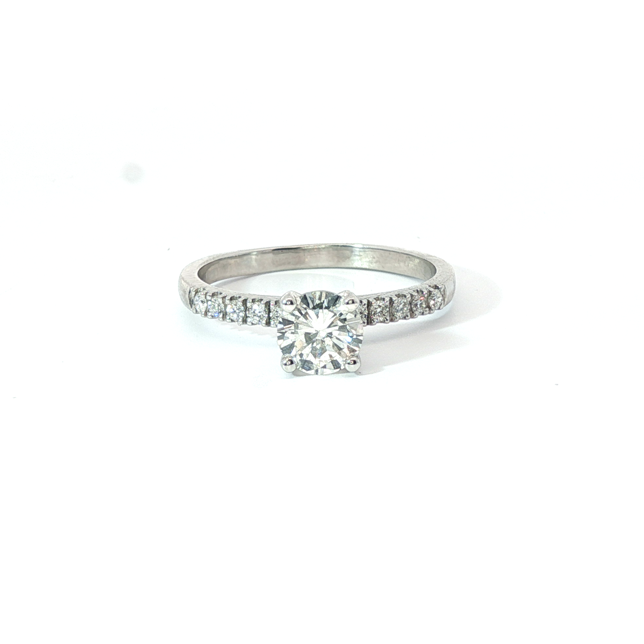18ct- 0.75ct Round brilliant- Diamond set shoulders - Goldbank Jewellers