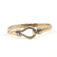 7.5" - Pre Owned - 9ct - Stone Set Hook Bangle - ( 37.21g ) - Goldbank Jewellers